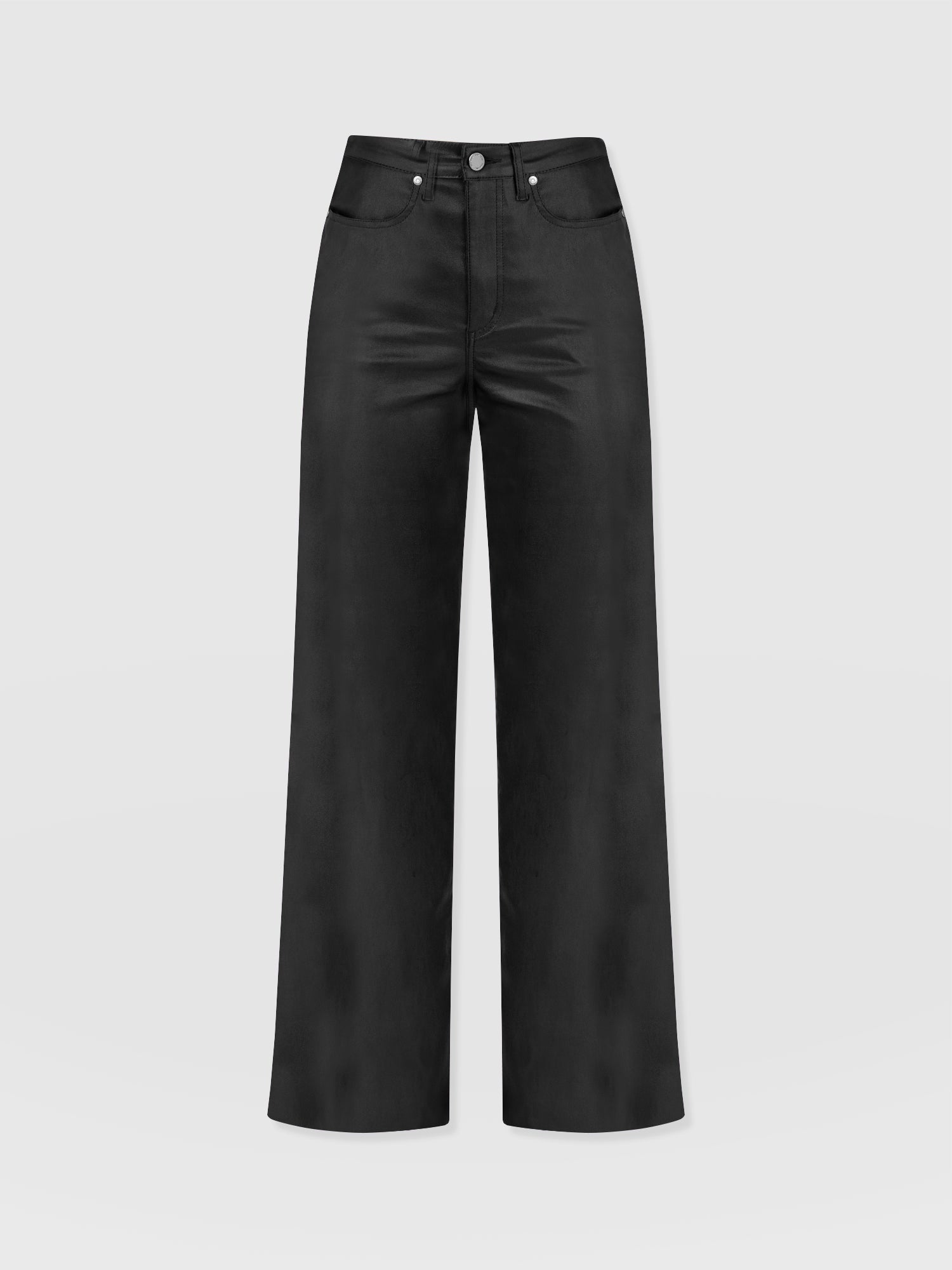 Maeve Wide Leg Pant - Black Coated - Women's Trousers | Saint + Sofia® EU